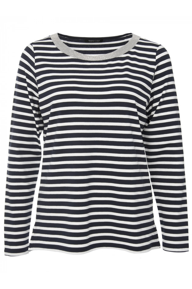 Margittes Shirt gestreift in Weiß/Navy