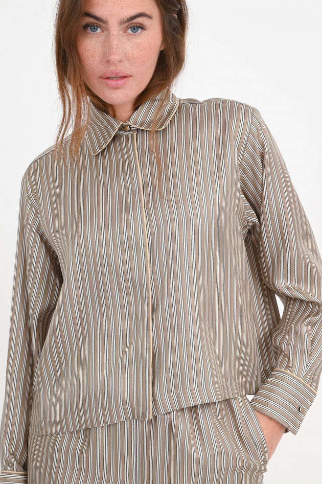 Max Mara Cropped Seidenbluse BRAMA in Khaki/Beige