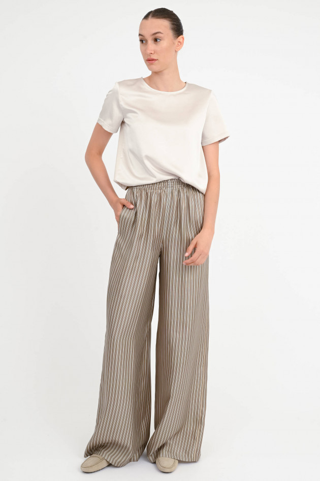 Max Mara Gestreifte Seidenhose LADINO in Khaki/Beige
