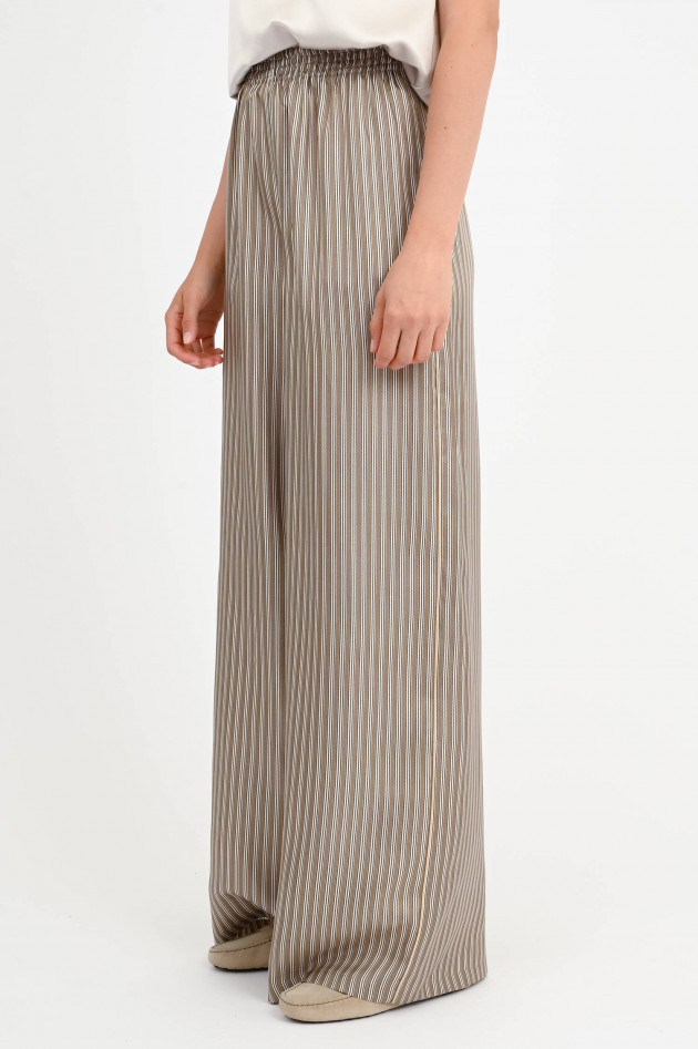 Max Mara Gestreifte Seidenhose LADINO in Khaki/Beige