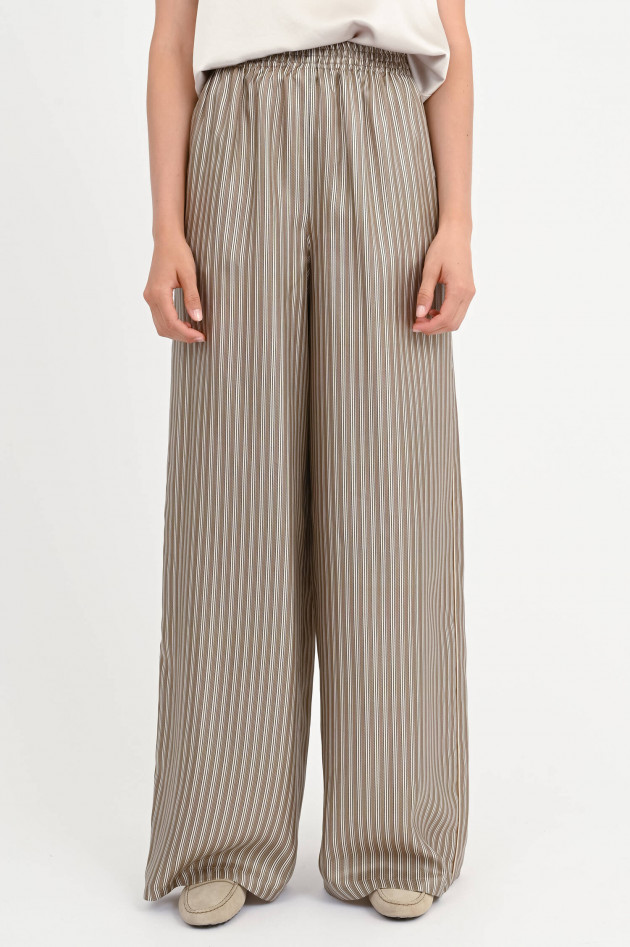Max Mara Gestreifte Seidenhose LADINO in Khaki/Beige