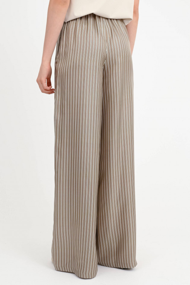 Max Mara Gestreifte Seidenhose LADINO in Khaki/Beige