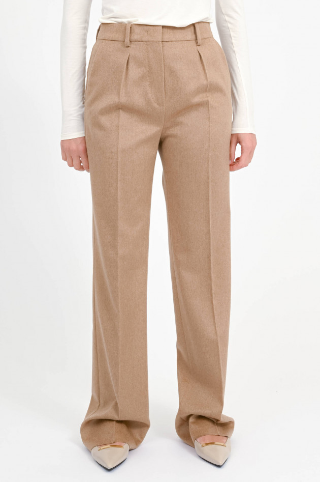 Max Mara Straight-Leg Hose CARBONE aus Kamelwolle in Camel