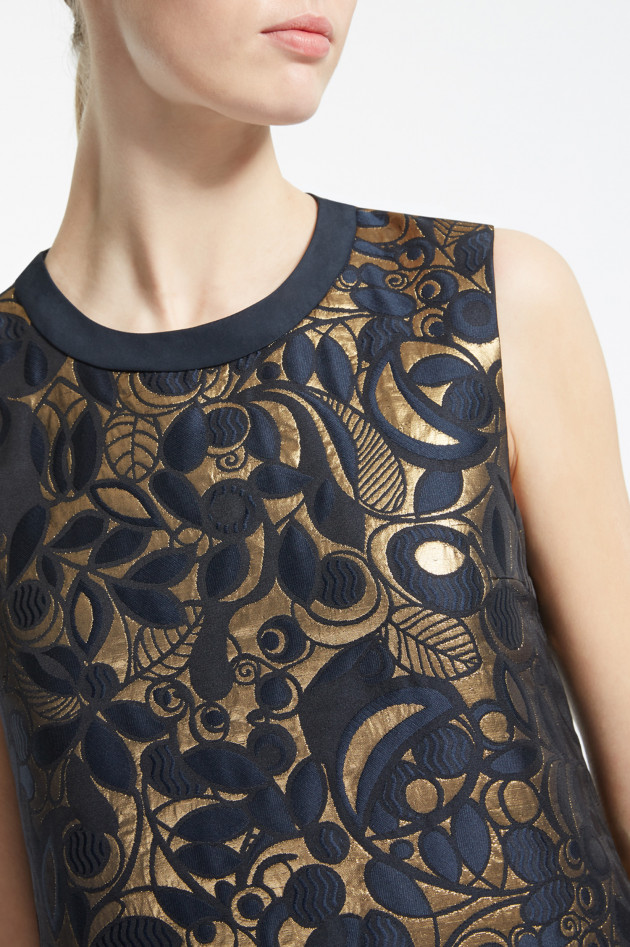 Max Mara Kleid mit Metalliceffekt in Navy/Gold