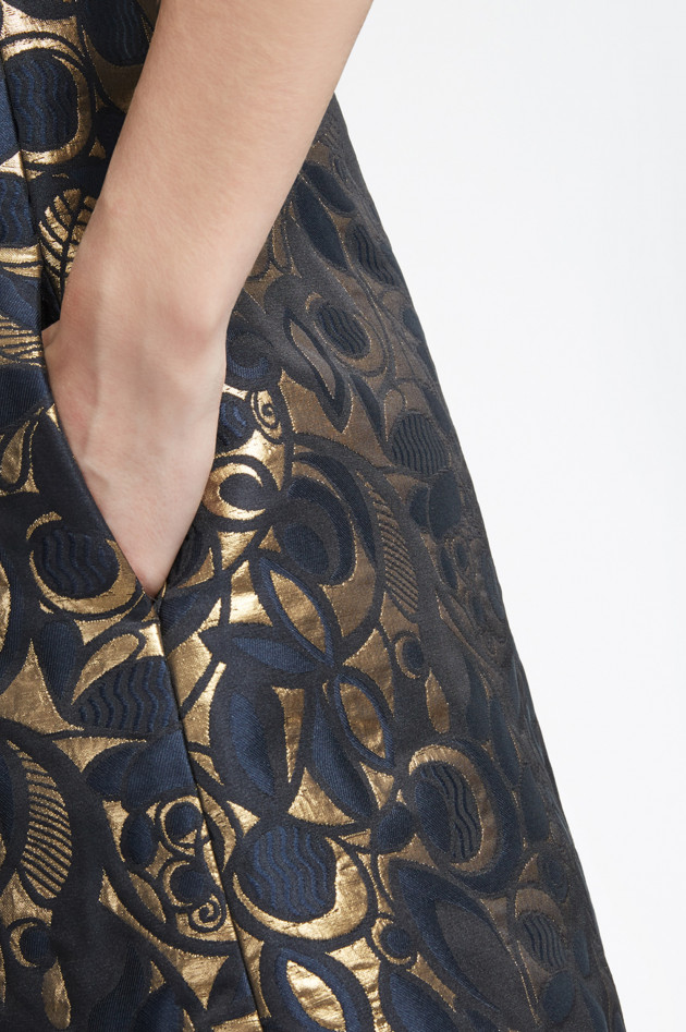 Max Mara Kleid mit Metalliceffekt in Navy/Gold
