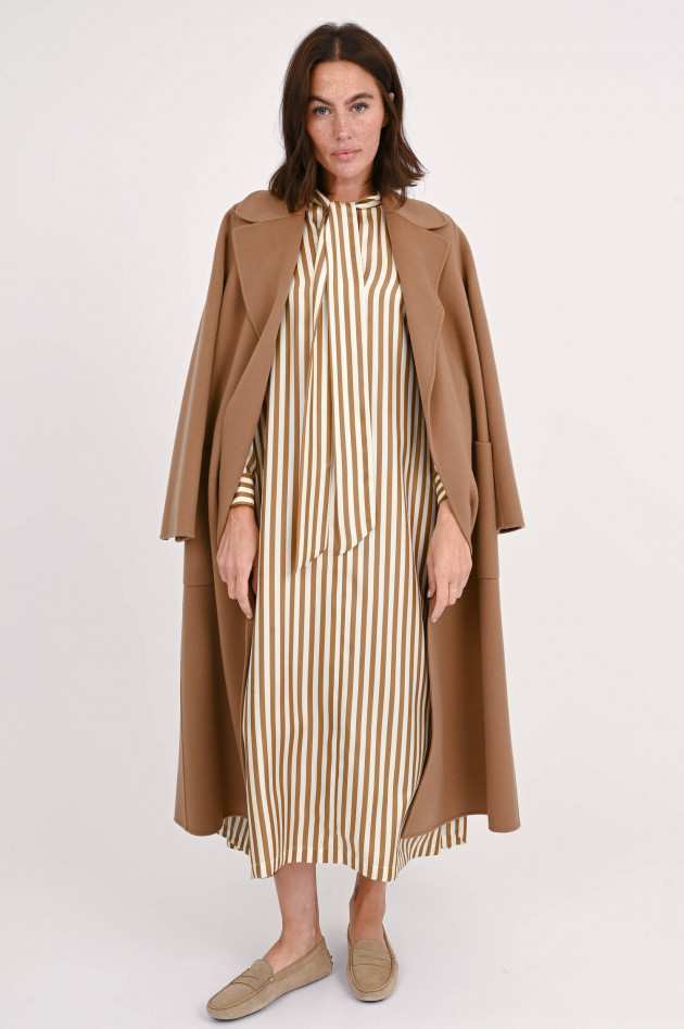 Max Mara Seidenkleid FAESITE in Creme/Braungold gestreift