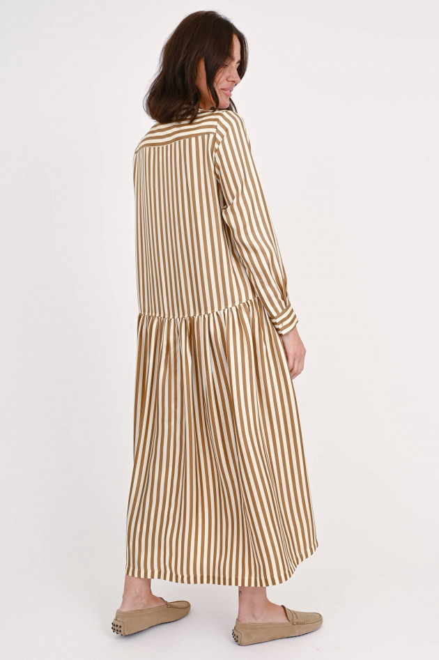 Max Mara Seidenkleid FAESITE in Creme/Braungold gestreift