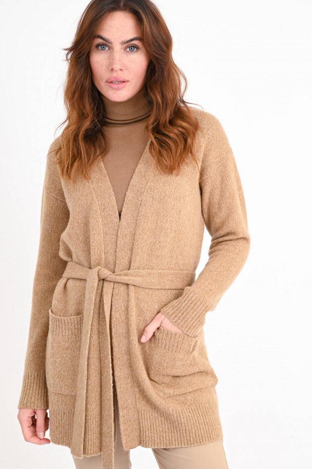 Max Mara Leisure Cardigan MANETTA mit Gürtel in Camel meliert