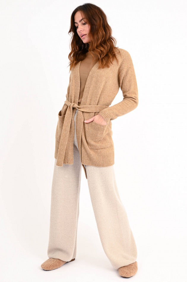 Max Mara Leisure Cardigan MANETTA mit Gürtel in Camel meliert