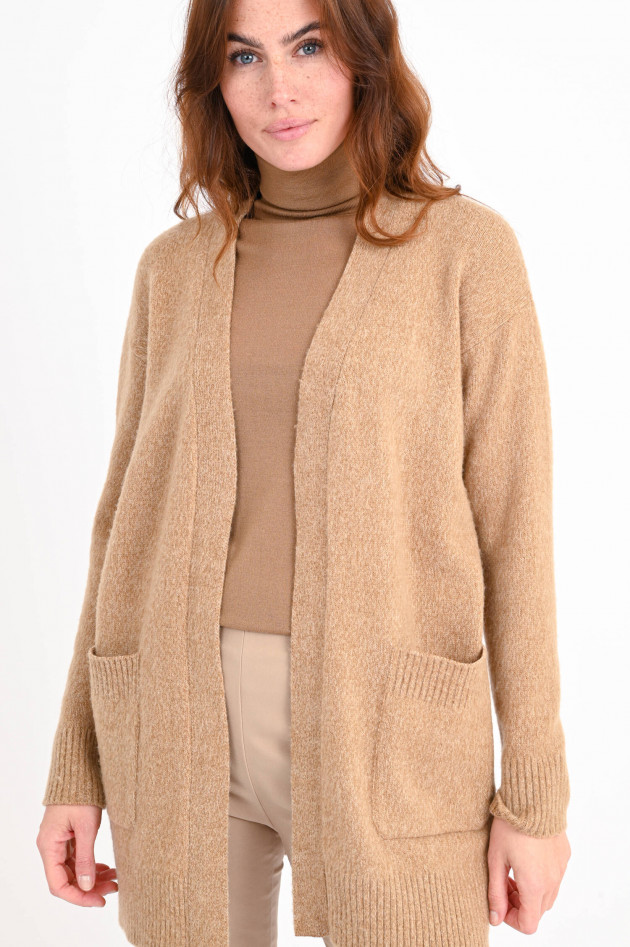 Max Mara Leisure Cardigan MANETTA mit Gürtel in Camel meliert