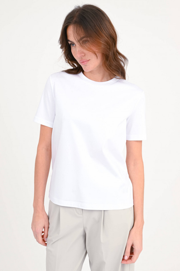 Max Mara Leisure T-Shirt mit MM-Stickerei in Weiß