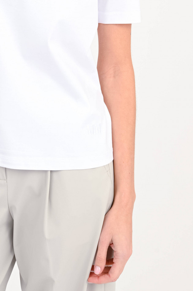 Max Mara Leisure T-Shirt mit MM-Stickerei in Weiß