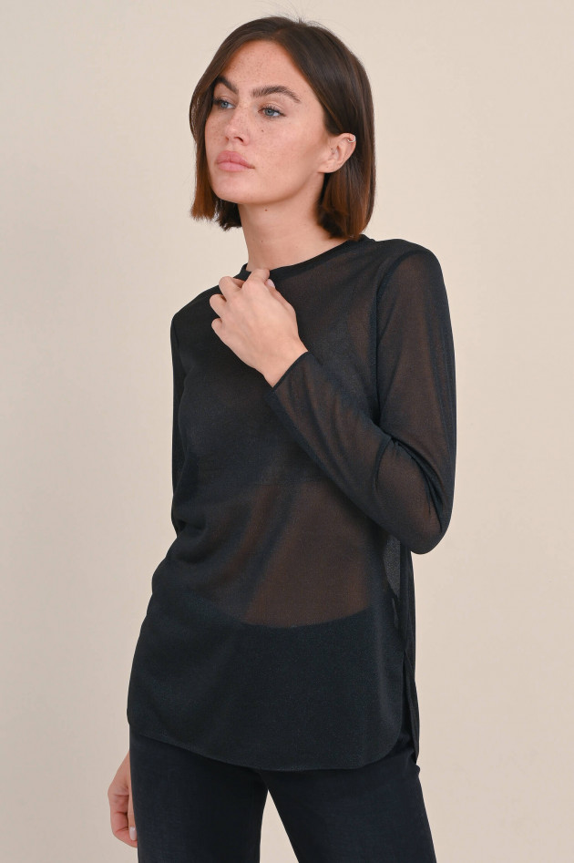 Max Mara Leisure Transparentes Shirt ETRA mit Lurex in Schwarz/Gold