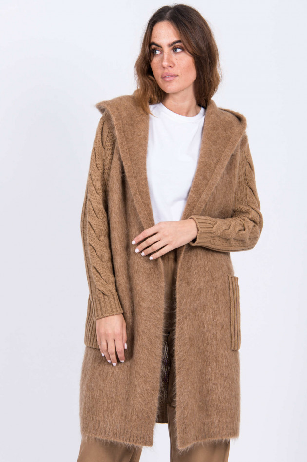 Max Mara Main Strickjacke mit Kapuze in Camel