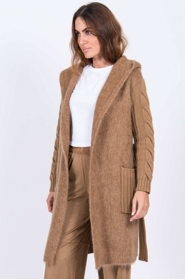 Max Mara Main Strickjacke mit Kapuze in Camel