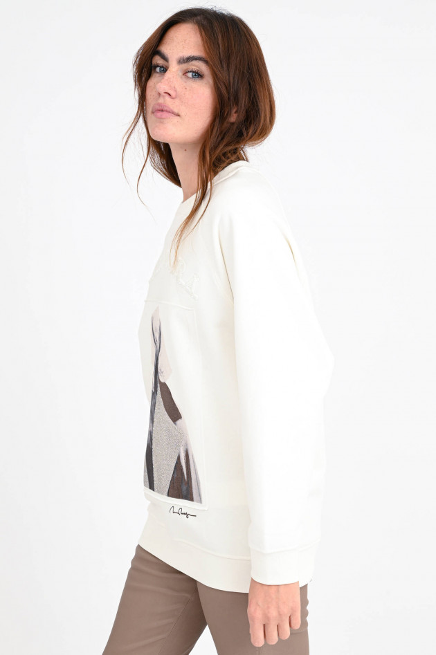 Max Mara Main Pullover ALCIDE mit Frontprint in Creme