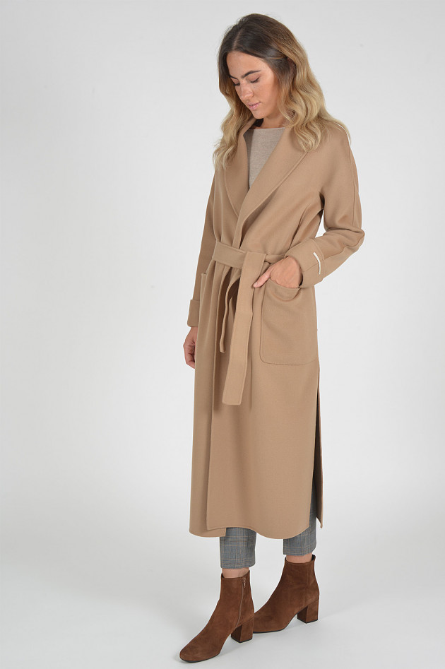 Max Mara Wollmantel mit Bindegürtel in Camel