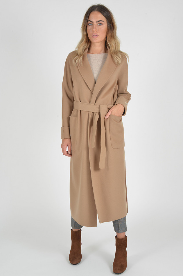 Max Mara Wollmantel mit Bindegürtel in Camel