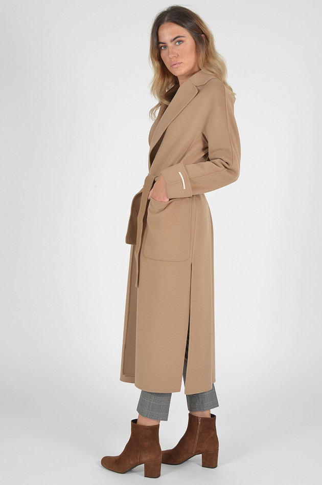 Max Mara Wollmantel mit Bindegürtel in Camel