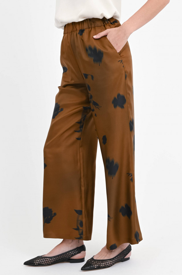 Max Mara MM Seidenhose HELGA im Tabak/Schwarz gemustert