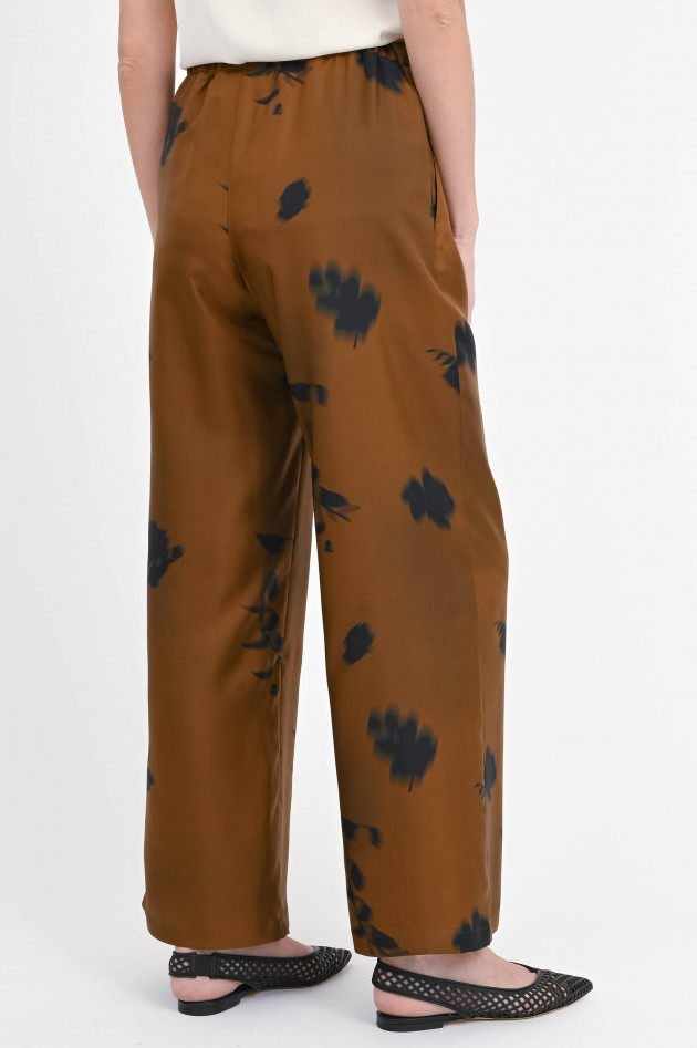 Max Mara MM Seidenhose HELGA im Tabak/Schwarz gemustert