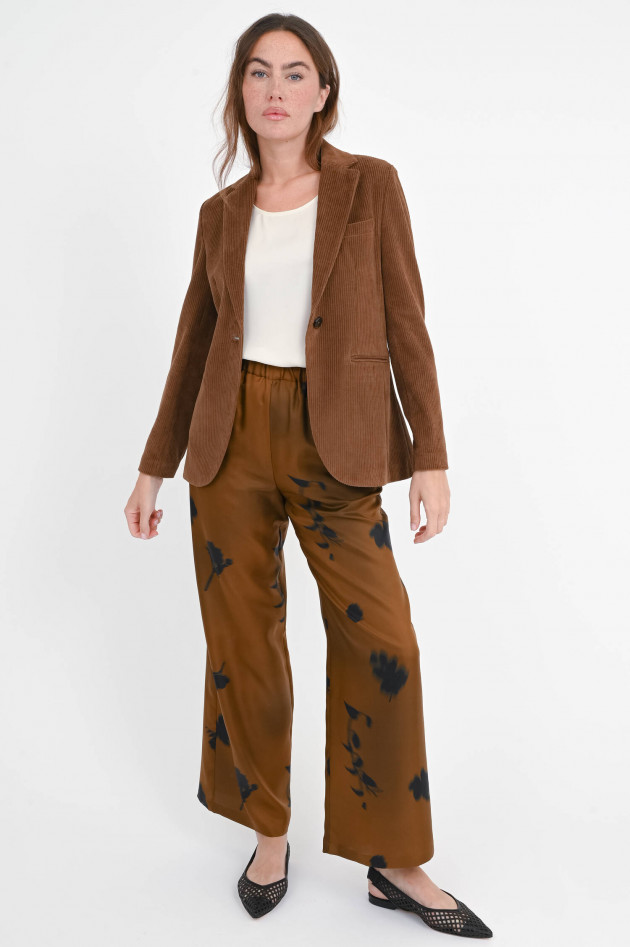 Max Mara MM Seidenhose HELGA im Tabak/Schwarz gemustert