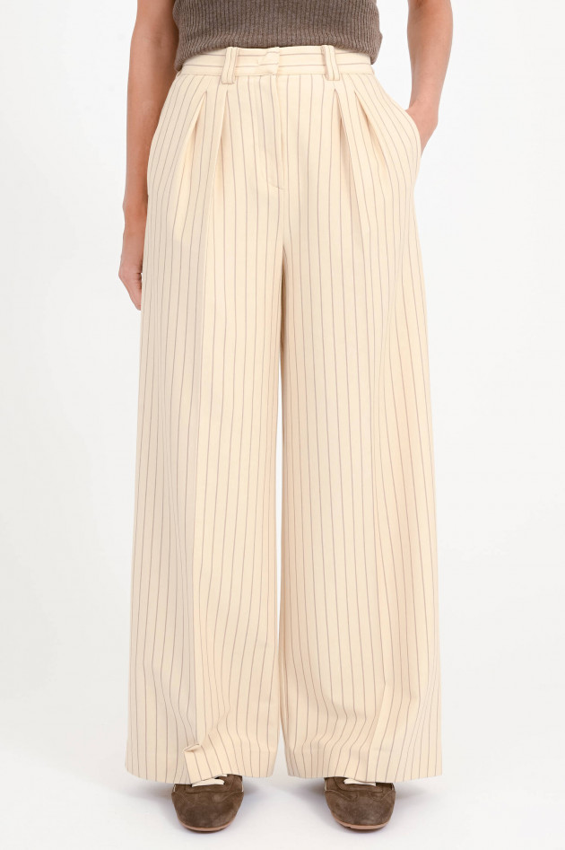 Max Mara MM Gestreifte Wide-Leg Hose GELA in Beige/Taupe