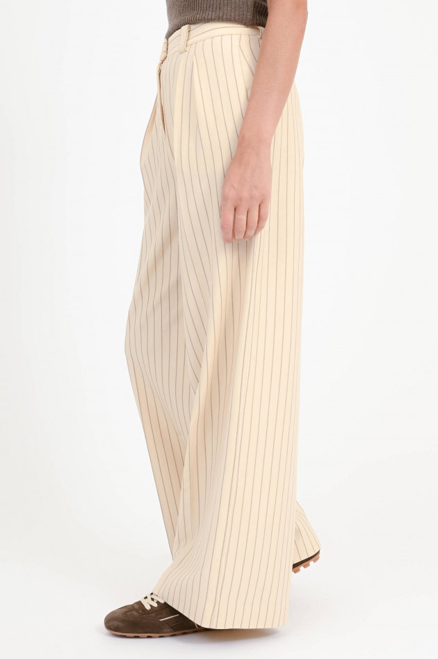 Max Mara MM Gestreifte Wide-Leg Hose GELA in Beige/Taupe