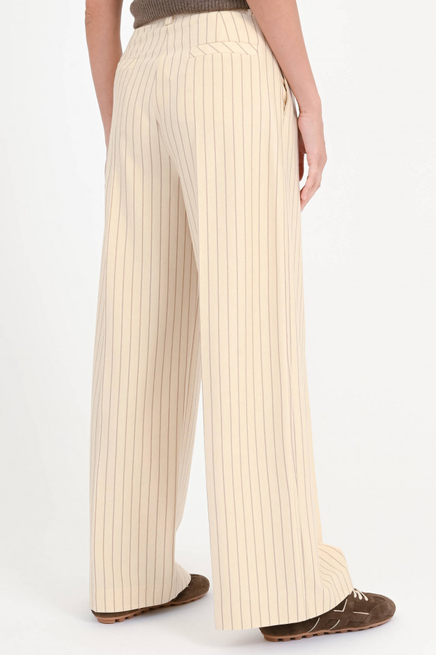 Max Mara MM Gestreifte Wide-Leg Hose GELA in Beige/Taupe
