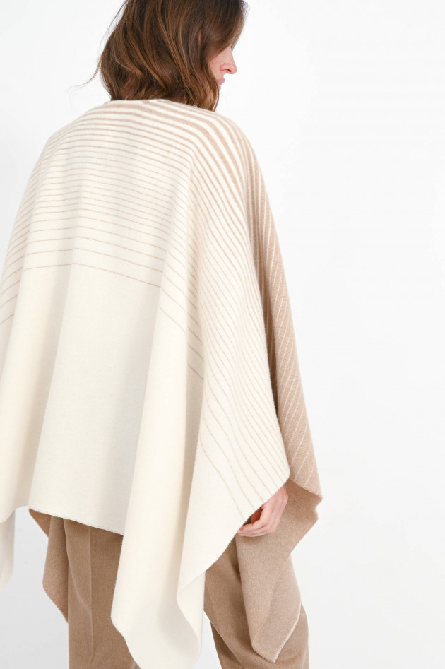 Max Mara MM Gestreiftes Cape BRENTA aus Woll-Mix in Kamel