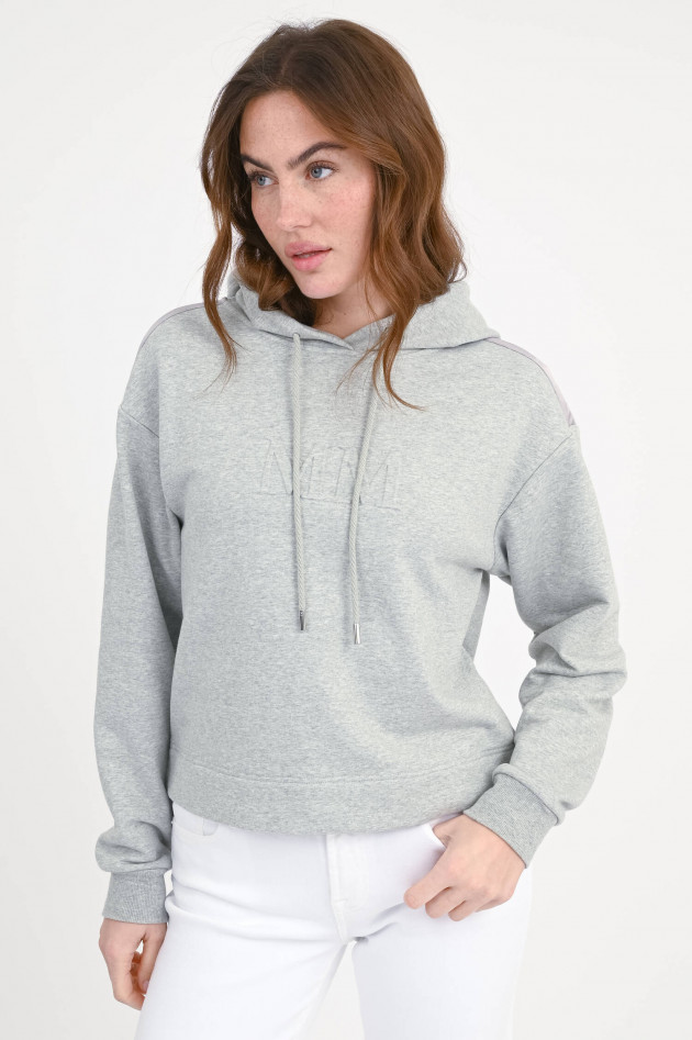 Max Mara MM Kapuzenpullover mit 3D MM Logo in Hellgrau