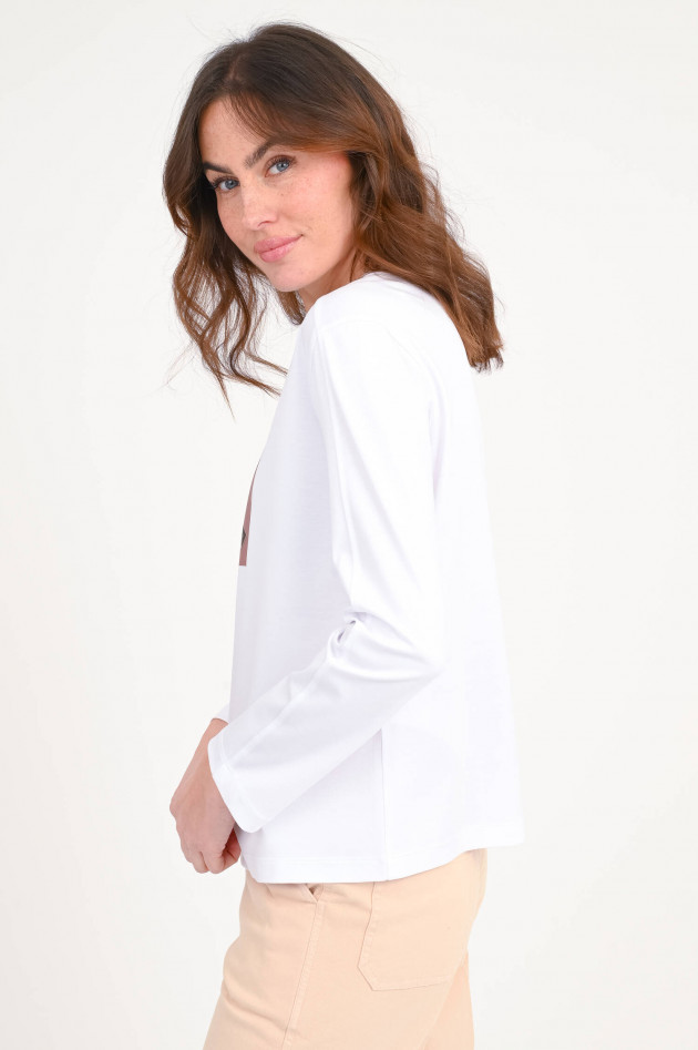 Max Mara MM Langarm-Shirt mit Print in Weiß