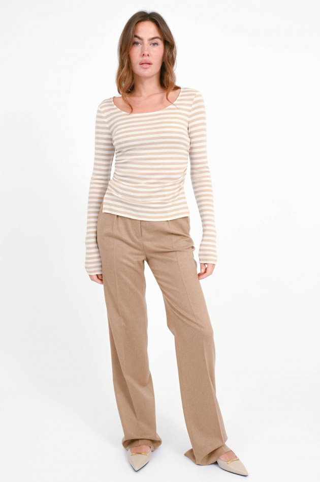 Max Mara MM Gestreiftes Langarmshirt AFRICA in Elfenbein