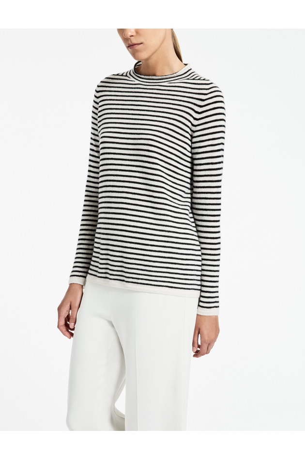 Max Mara Rollkragenpullover in Marine/Natur gestreift