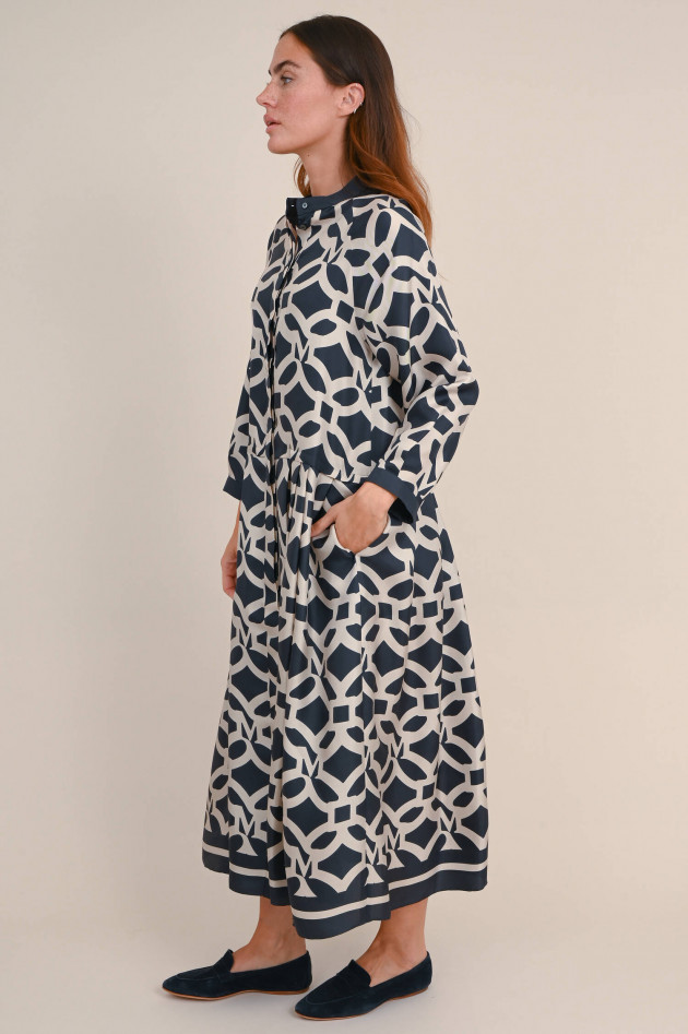 Max Mara-S Seidenkleid ROSSANA in Navy/Beige