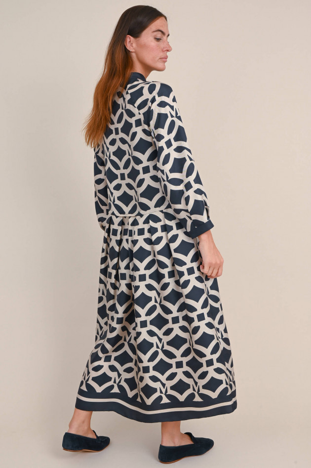 Max Mara-S Seidenkleid ROSSANA in Navy/Beige