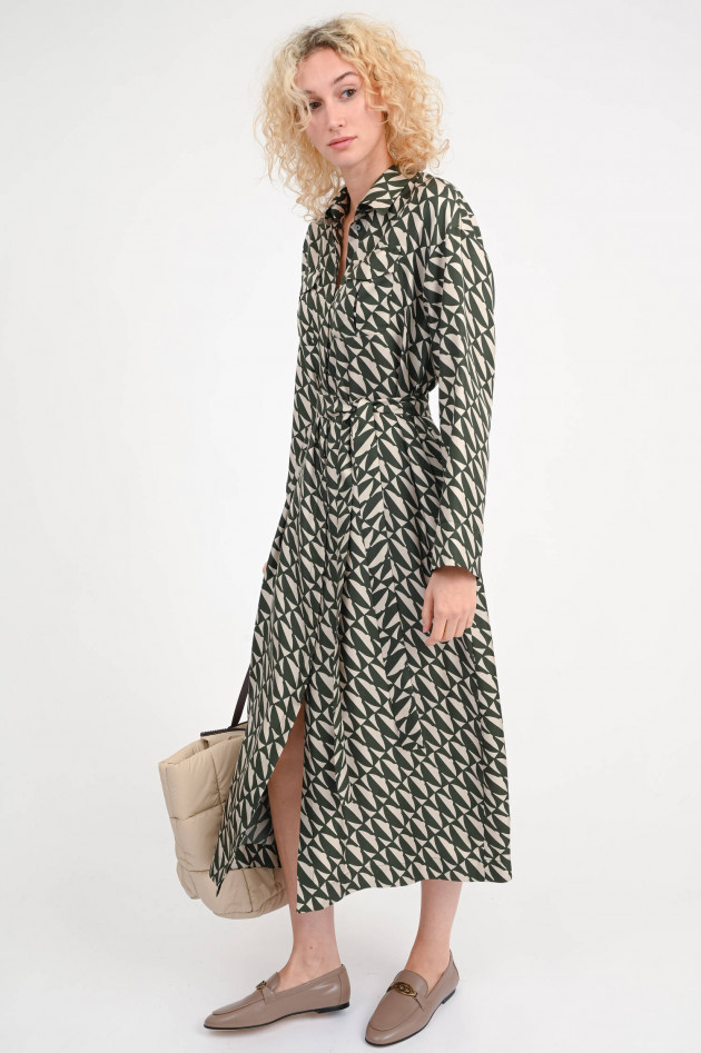 Max Mara-S Seidenkleid ILARY in Grün/Beige gemustert