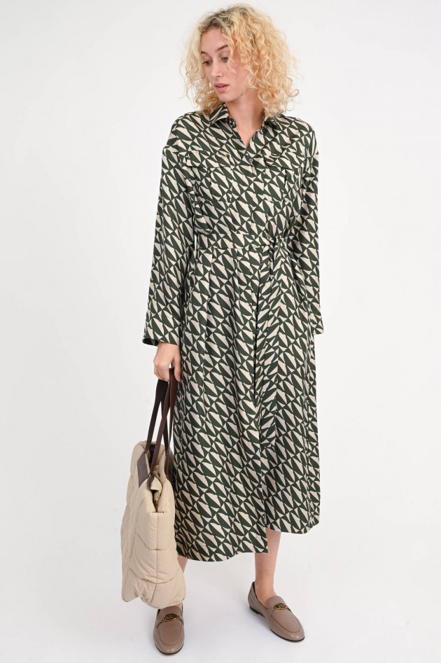 Max Mara-S Seidenkleid ILARY in Grün/Beige gemustert