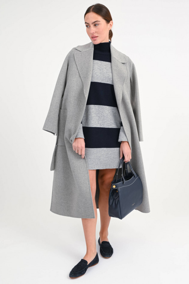 Max Mara-S Woll-Cash-Mix Strickkleid in Navy/Grau gestreift