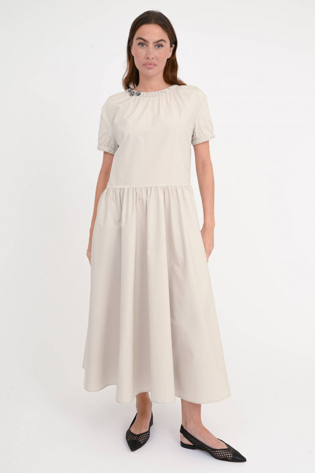 Max Mara-S Midi-Kleid TERRY mit Schmucksteinen in Ecru