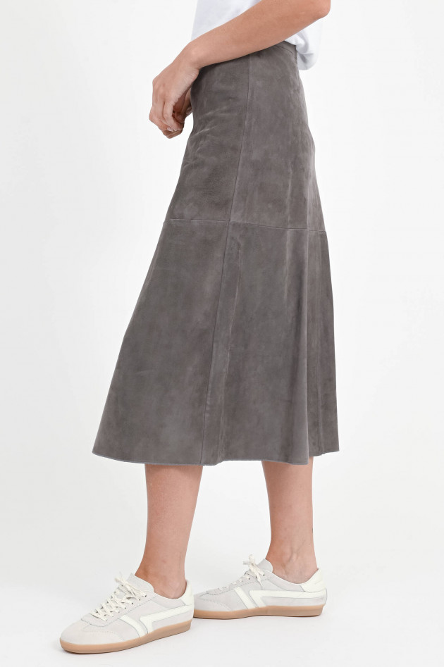 Max Mara-S Leder-Midi-Rock CIPRIA in Grau
