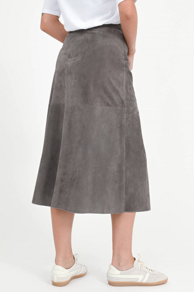 Max Mara-S Leder-Midi-Rock CIPRIA in Grau