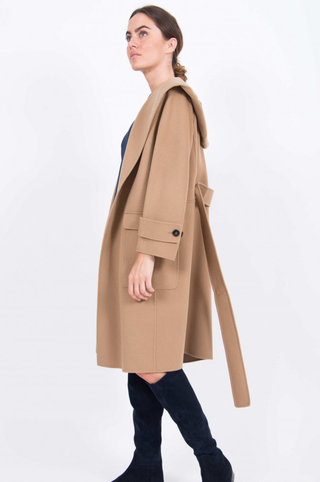 Max Mara-S Wollmantel mit Kapuze in Camel