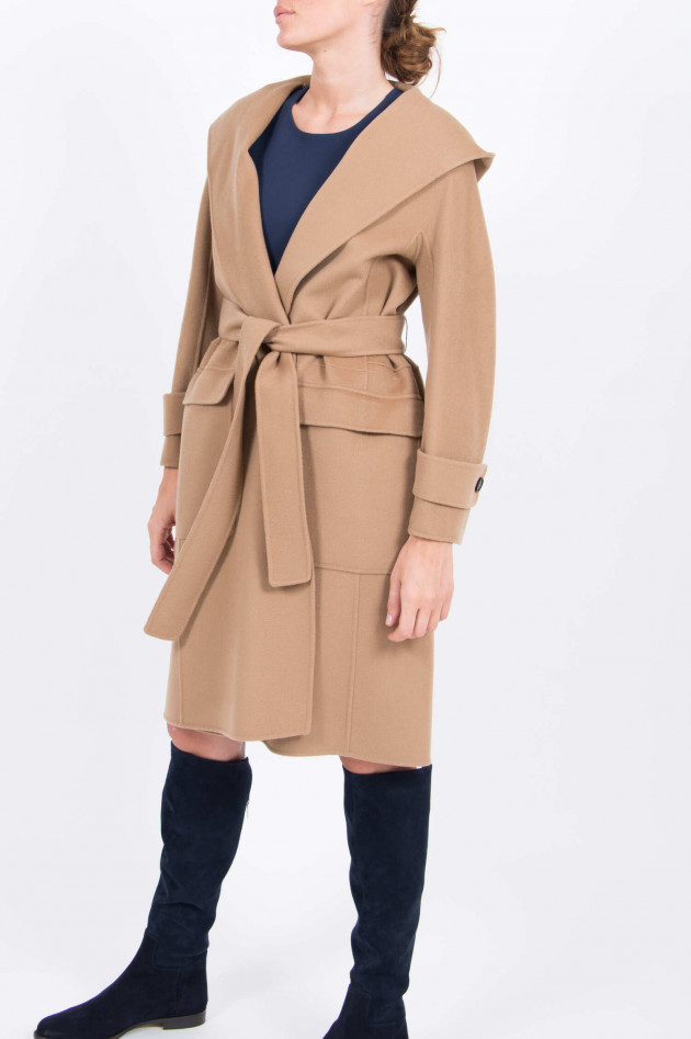 Max Mara-S Wollmantel mit Kapuze in Camel