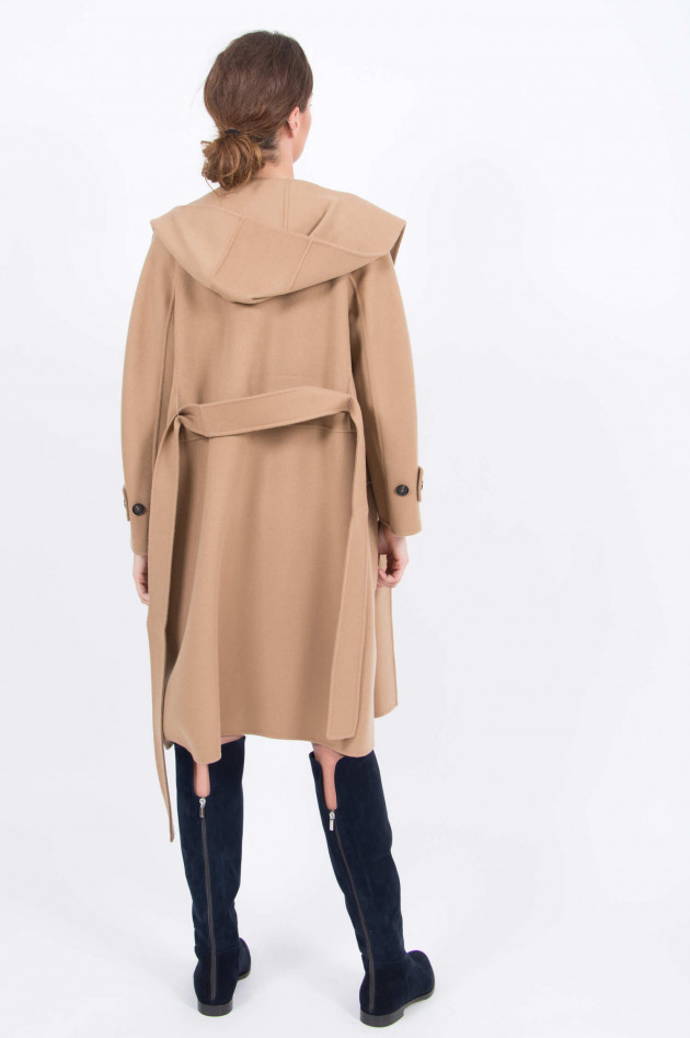 Max Mara-S Wollmantel mit Kapuze in Camel