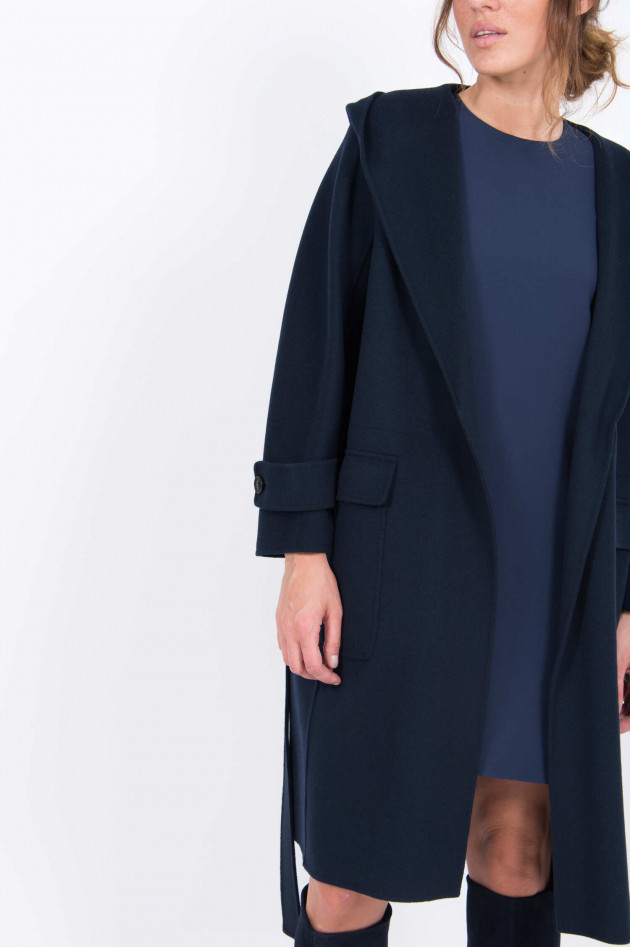 Max Mara-S Wollmantel mit Kapuze in Navy