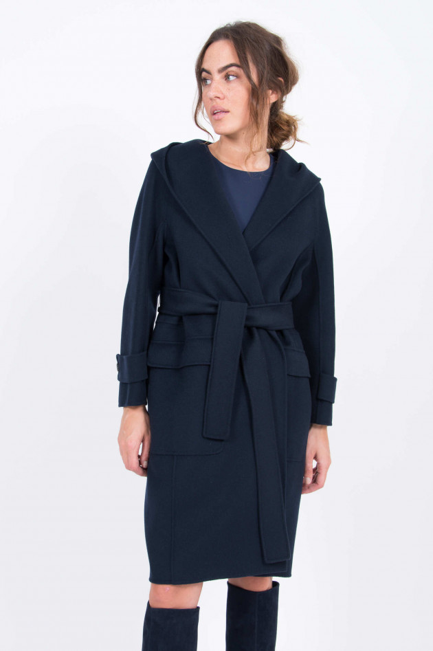 Max Mara-S Wollmantel mit Kapuze in Navy