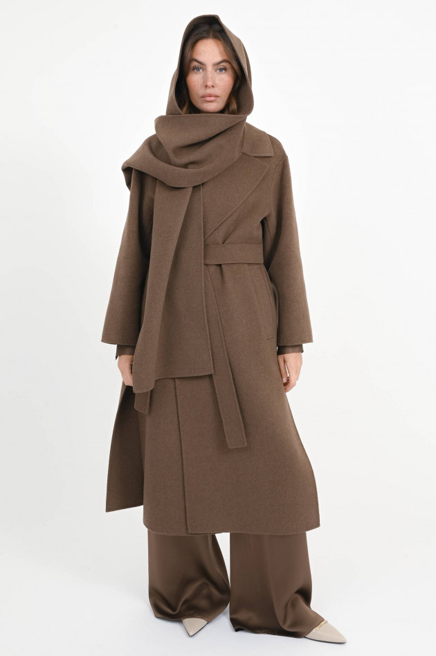 Max Mara-S Mantel CUORE mit abnehmbaren Schal in Braun