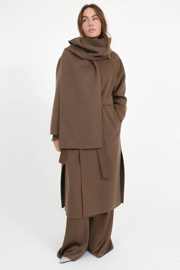 Max Mara-S Mantel CUORE mit abnehmbaren Schal in Braun