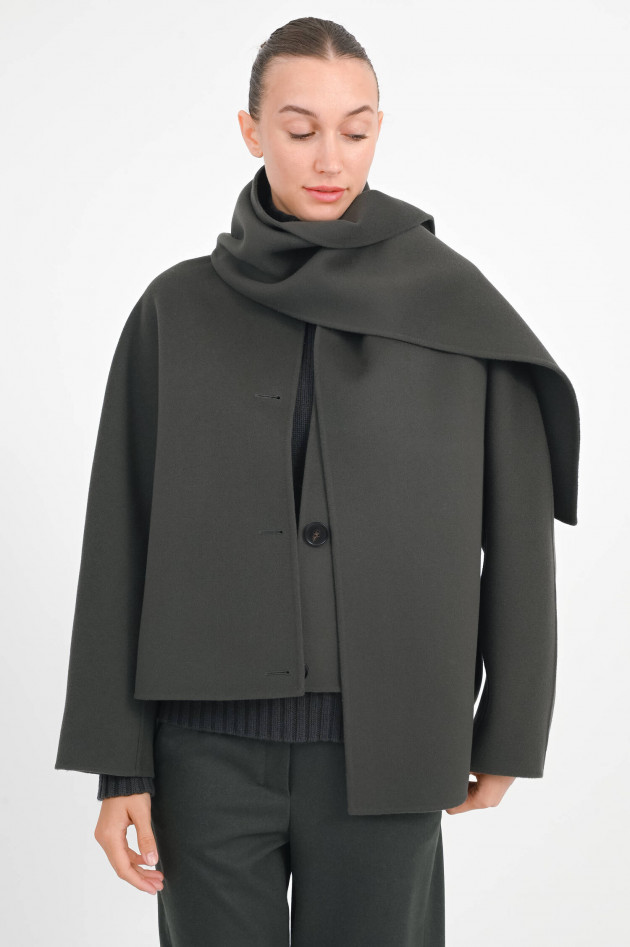 Max Mara-S Wolljacke KATE mit Schal in Dunkelgrün